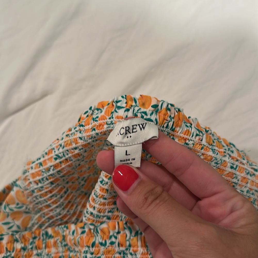 NWOT J. Crew Factory Smocked Midi Dress Peach Print - Picture 4 of 5